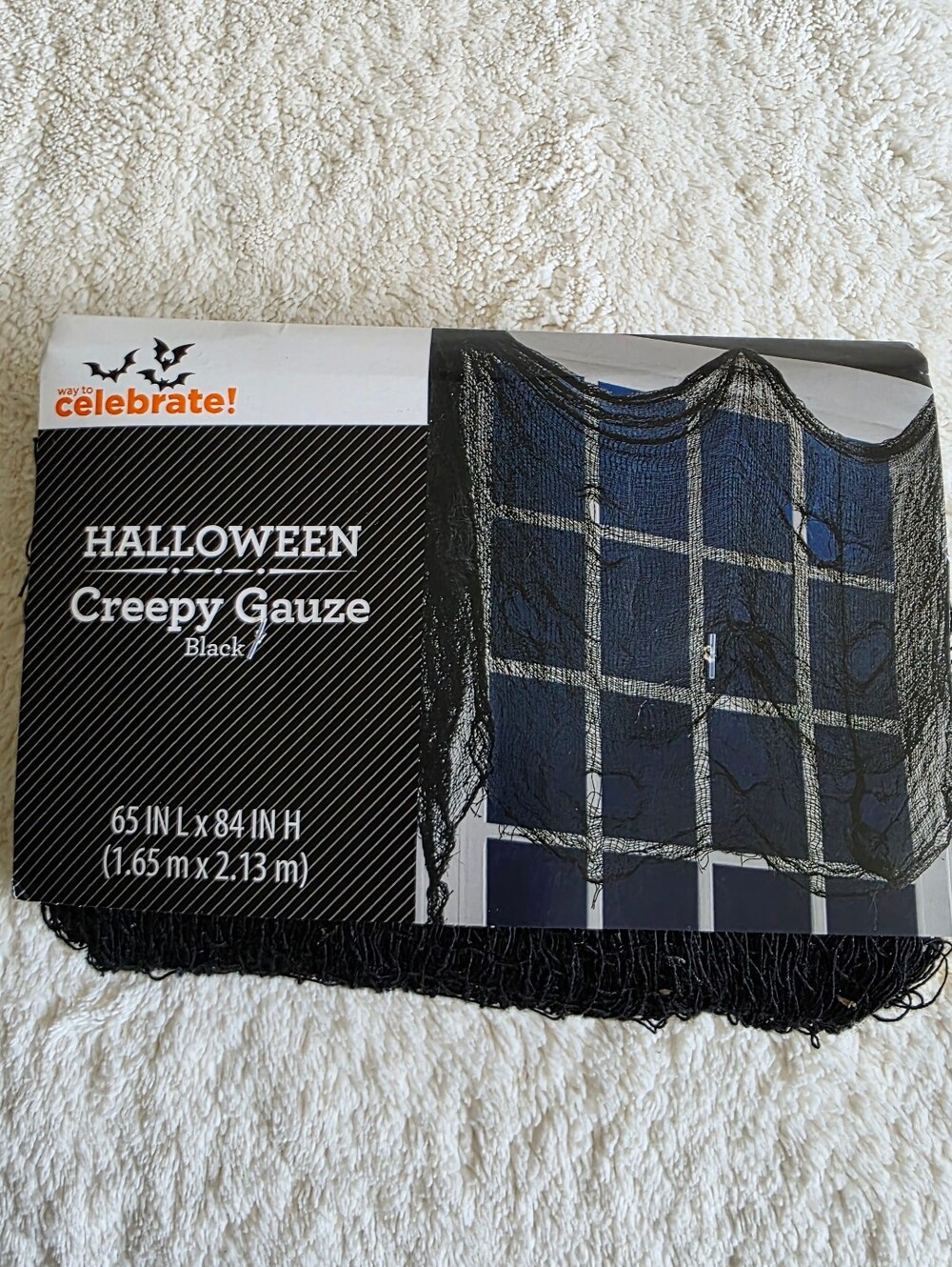 New Black Spooky Halloween indoor Outdoor Fabric creepy gauze 65 in L × 85 in H